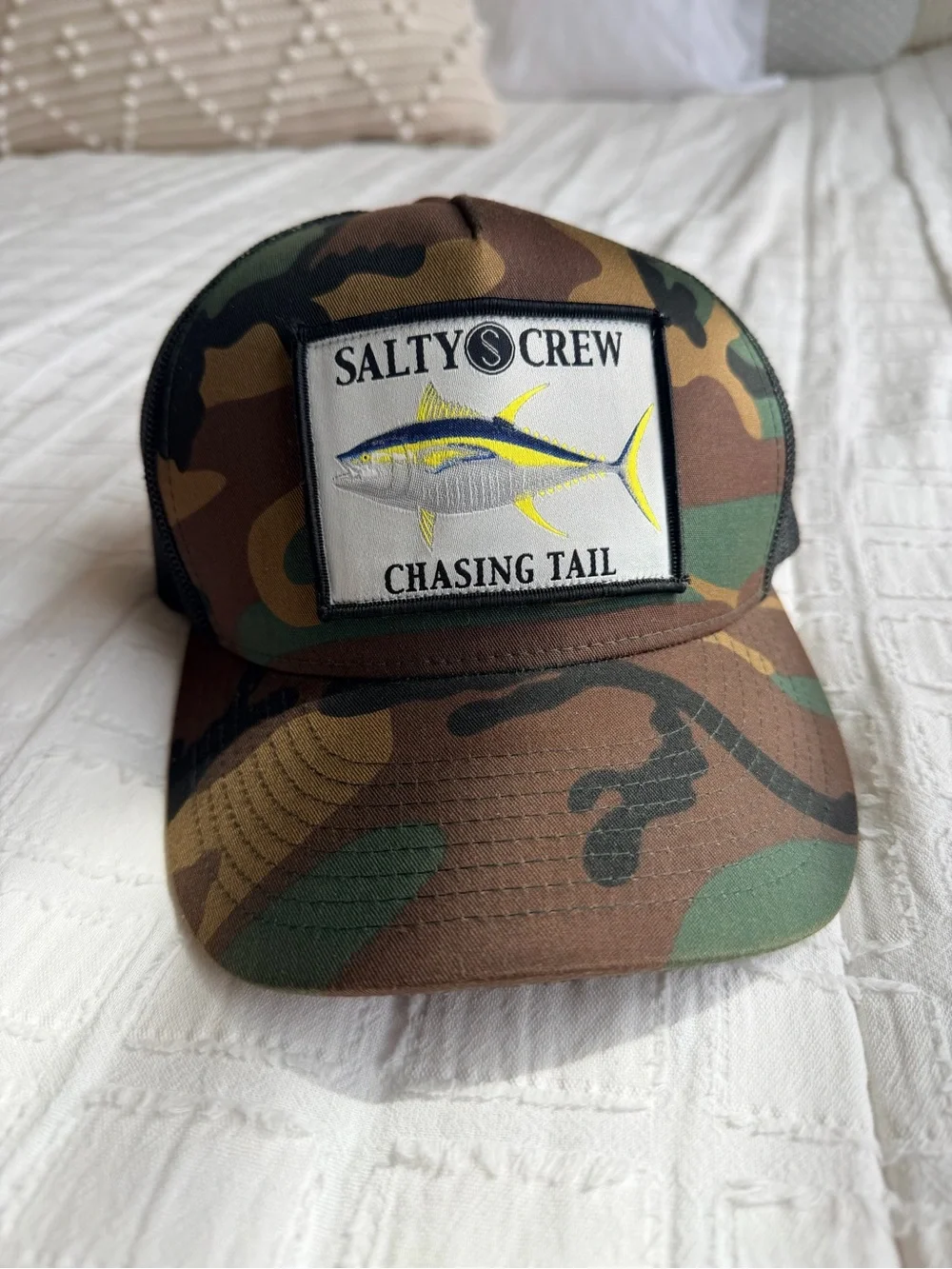 Salty Crew Chasing Tail Camo Tuna Trucker Hat Unisex